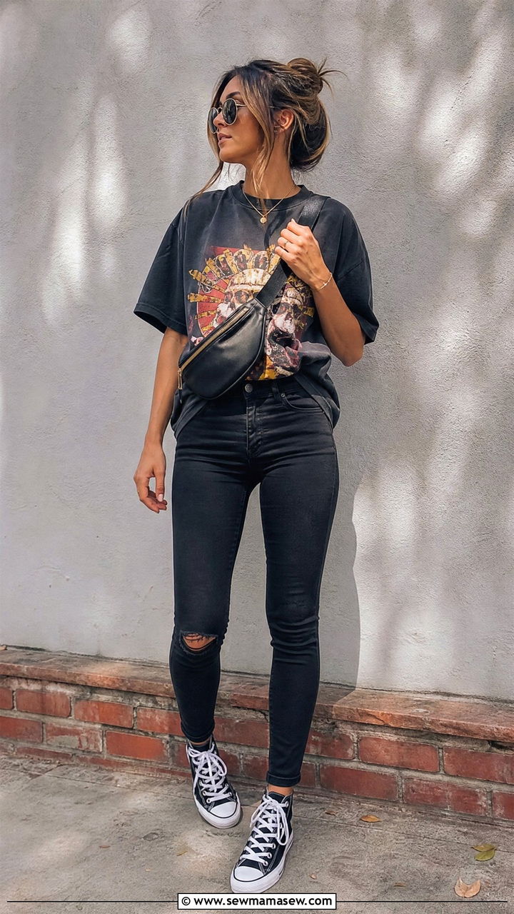 Skinny Jeans With Graphic Tee And Sneakers - 25 chic skinny jeans outfit ideas
