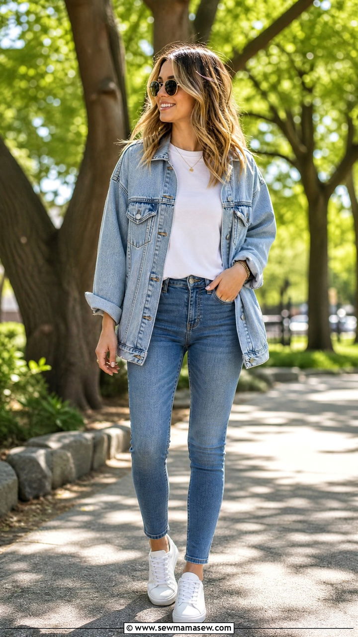 Skinny Jeans and Denim Jacket Spring Outfit - 25 How to style skinny jeans in spring