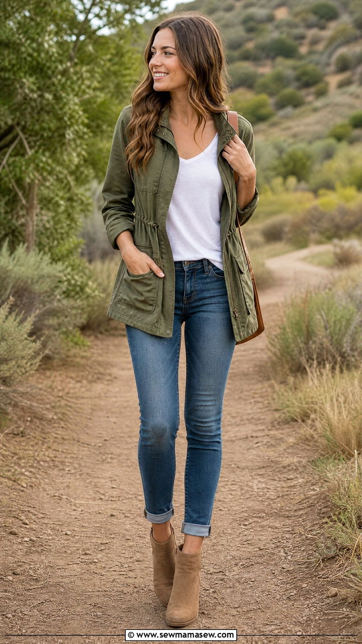 Skinny Jeans and Utility Jacket Spring Outfit - 25 How to style skinny jeans in spring