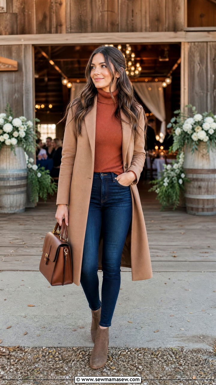 Skinny Jeans with Turtleneck for Fall Wedding - 25 How to style skinny jeans for a wedding