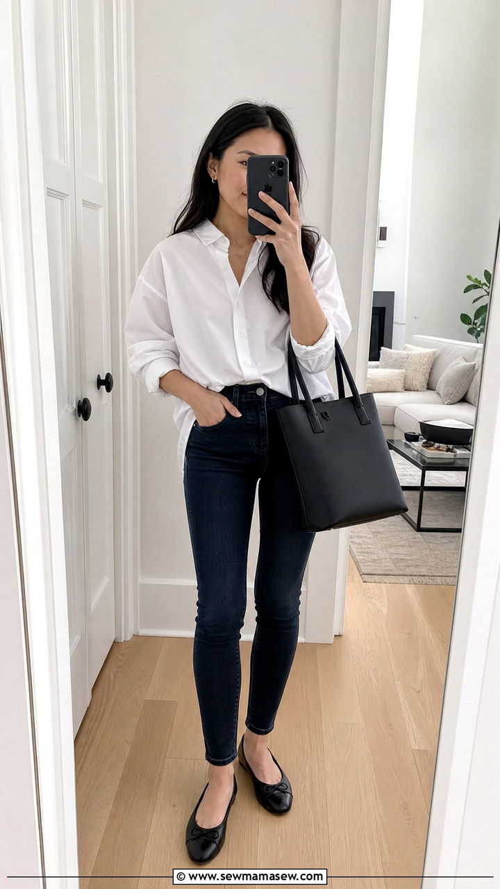 Skinny jeans and ballet flats combination - 25 Petite outfit ideas with ballet flats