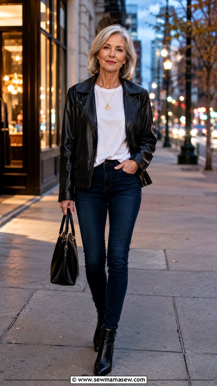 Skinny jeans with a leather jacket over 50 - 20 How to style skinny jeans over 50