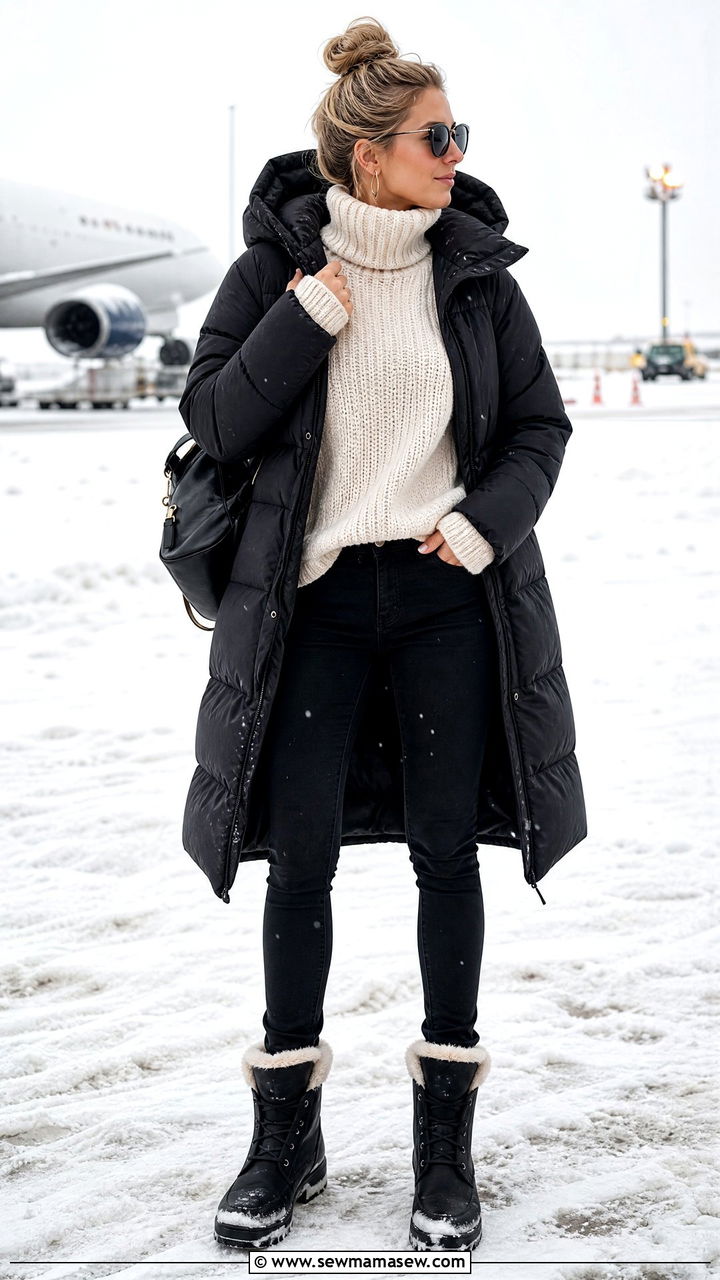 Skinny jeans with chunky knit winter travel outfit - 25 How to style skinny jeans for travel