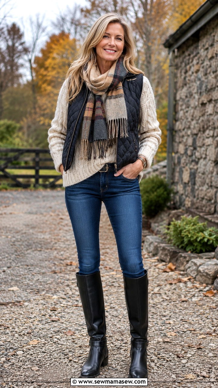 Skinny jeans with knee high boots over 50 - 20 How to style skinny jeans over 50
