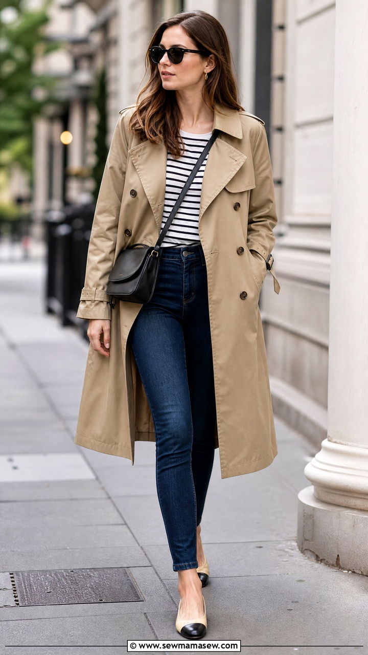 Skinny jeans with trench coat for travel - 25 How to style skinny jeans for travel