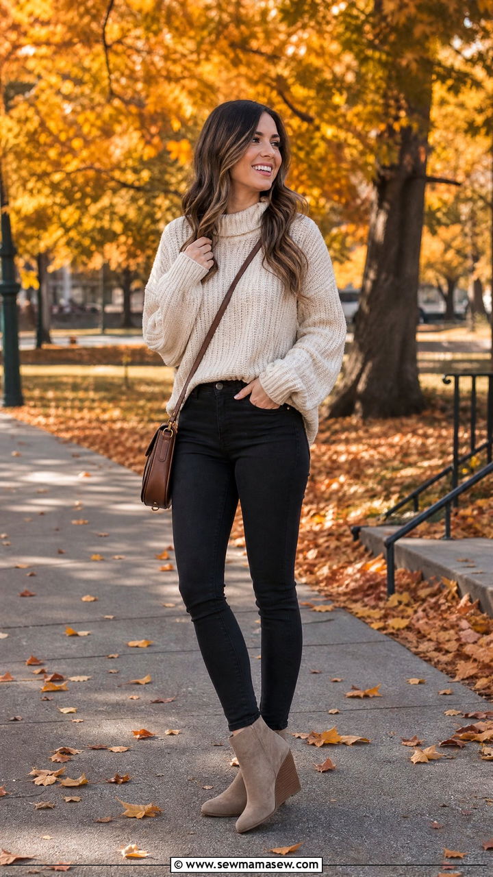Skinny jeans with wedge ankle boots outfit - 30 How to style wedges