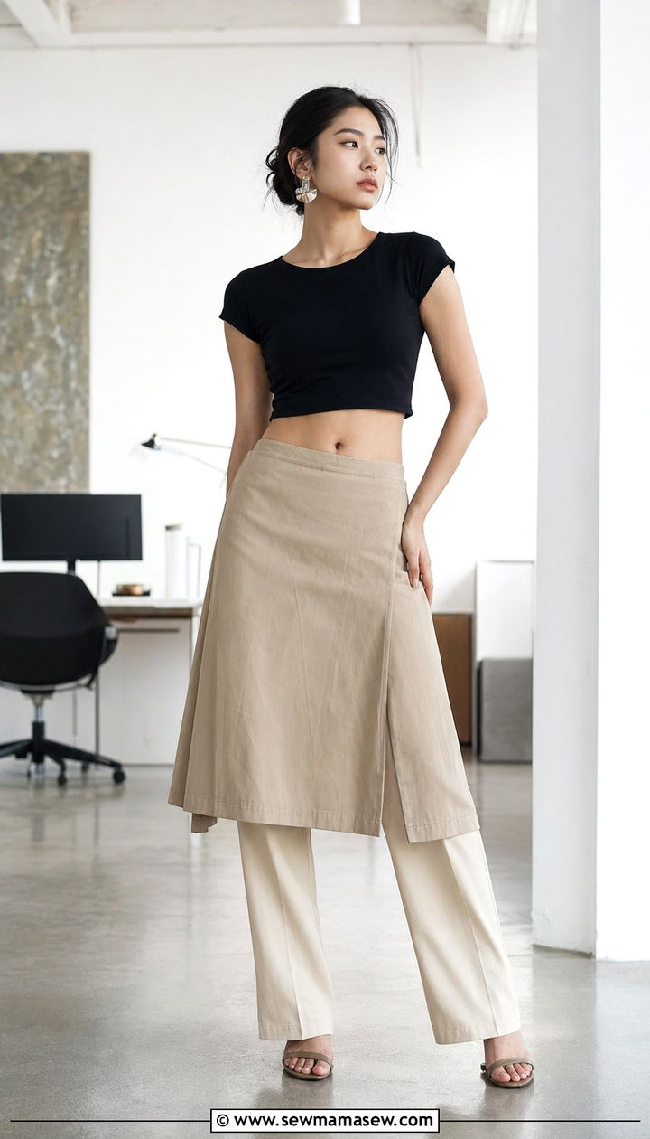 Skirt Over Pants With Crop Top - 30 Y2K outfits ideas
