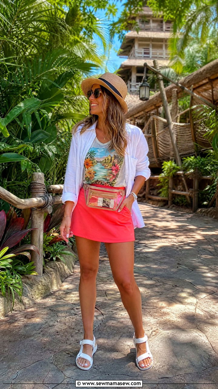 Skort With A Graphic Tank - 30 Disneyland outfit ideas summer