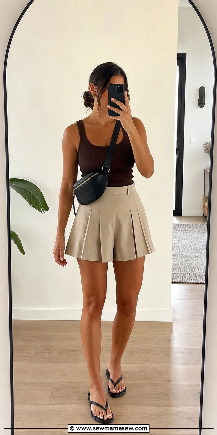 Skort and Knit Tank Outfit - 25 summer outfit ideas Pinterest