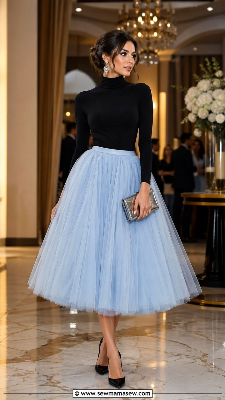 Sky blue tulle skirt with fitted top - 40 All sky blue outfit ideas