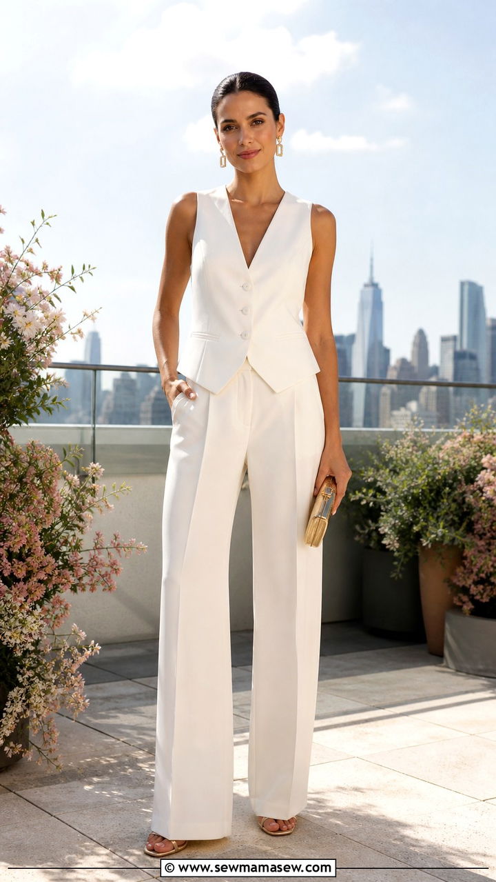 Sleeveless Blazer Vest And Matching Trousers - 40 Spring rooftop outfits