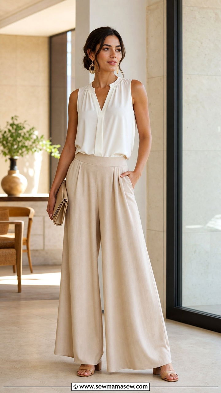 Sleeveless Blouse With Palazzo Pants Summer Humid Weather Outfit - 25 summer humid weather outfit ideas