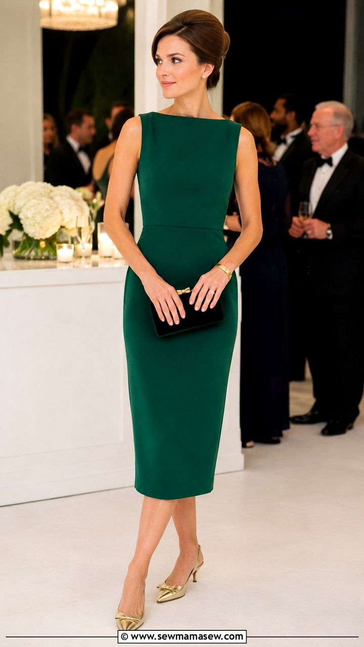 Sleeveless Column Dress With Kitten Heel Slingbacks - 20 Old money outfit ideas Jackie Kennedy