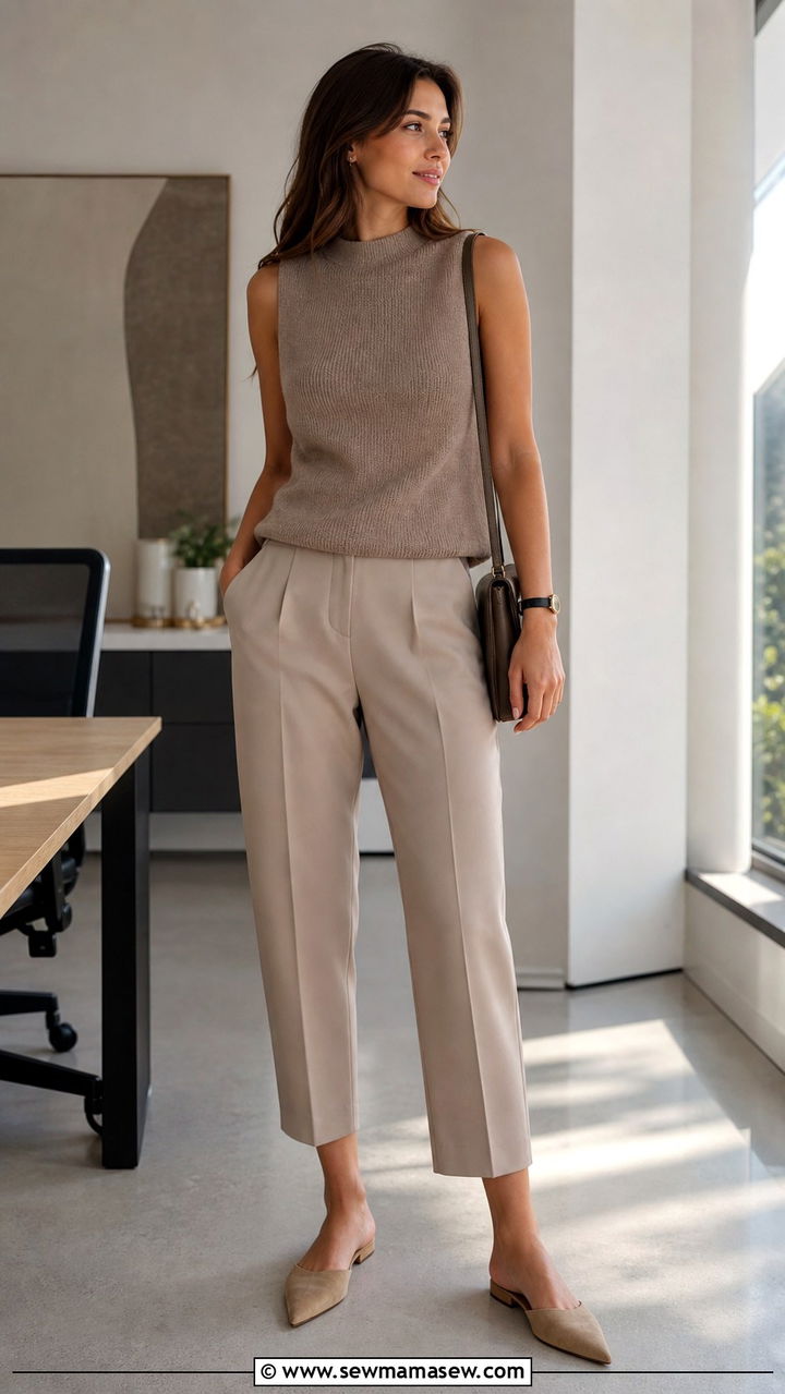 Sleeveless Knit Top and Cropped Pants Outfit - 40 Cozy summer outfits