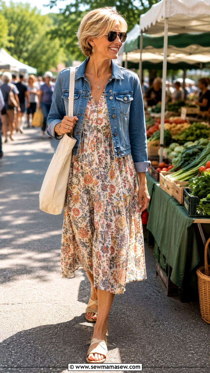 Sleeveless Midi Dress With a Denim Jacket - 25 Outfit ideas for women over 50 2026