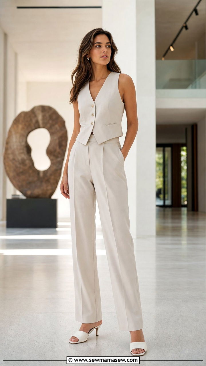 Sleeveless Vest with Matching Trousers - 25 spring to summer outfits Pinterest