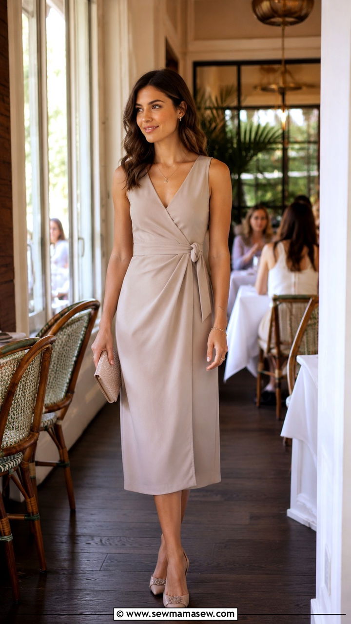 Sleeveless Wrap Dress for Brunch - 30 brunch outfits Pinterest
