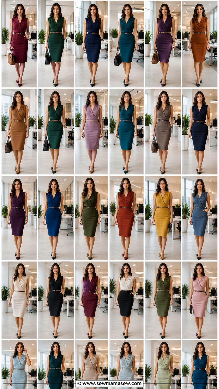Sleeveless Wrap Top With Structured Skirt - 30 modest classy outfits 2026