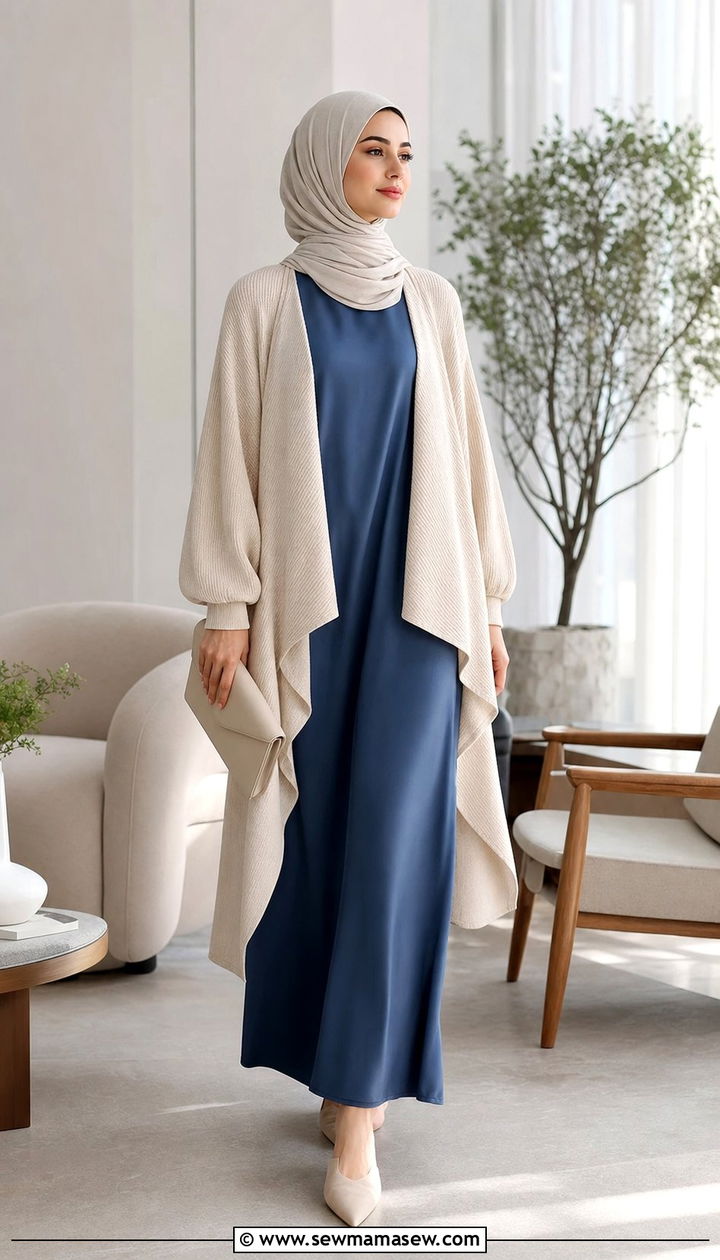 Sleeveless dress layered with cardigan hijab - 25 summer outfits for hijab women