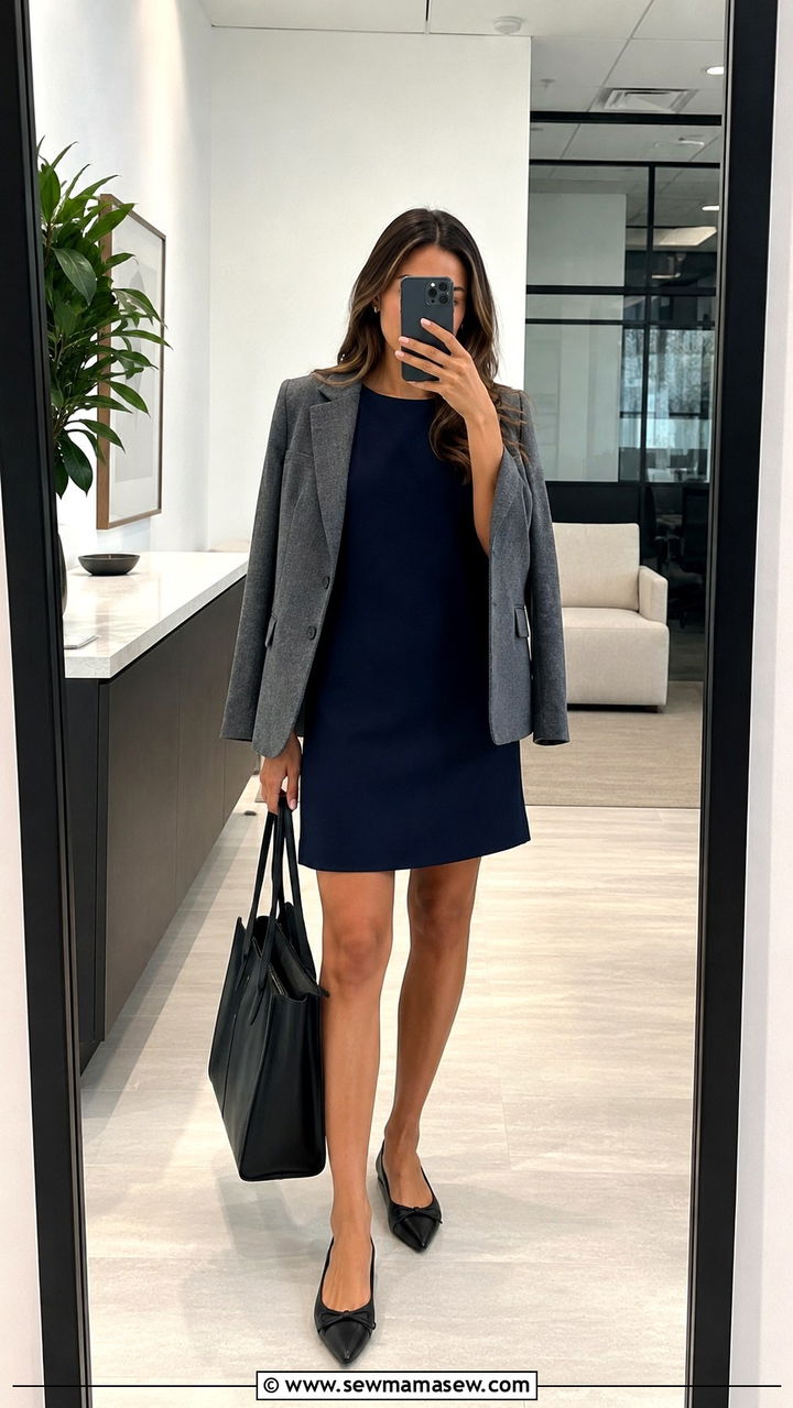 Sleeveless shift dress with blazer outfit - 25 Shift dress outfit ideas with a blazer
