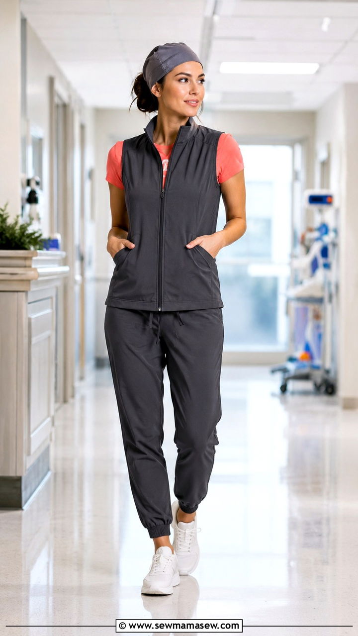 Sleeveless vest scrub outfit for nurses - 30 Spring nurse outfits