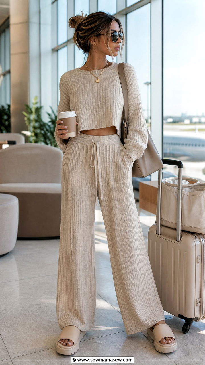Slides with a matching knit set - 30 How to style slides