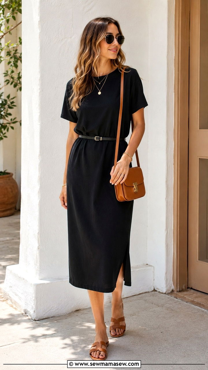 Slides with a t shirt dress - 30 How to style slides