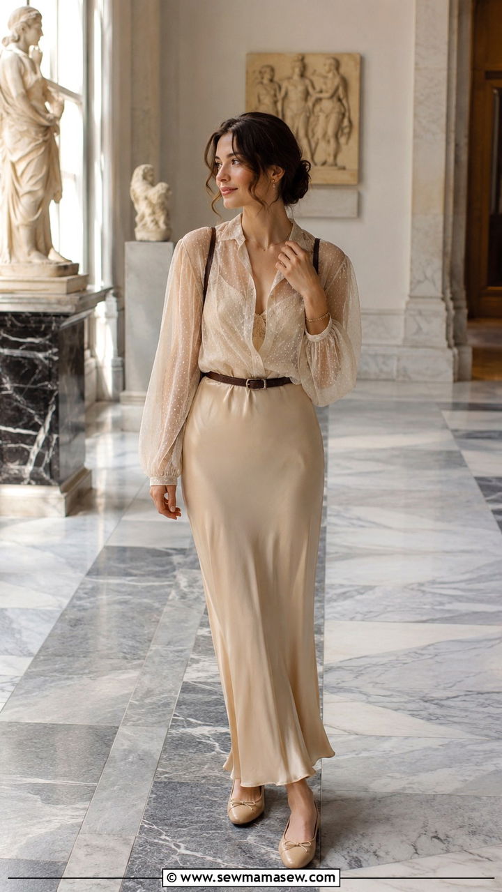 Slip Dress And Sheer Blouse Outfit - 25 Poetcore outfit ideas