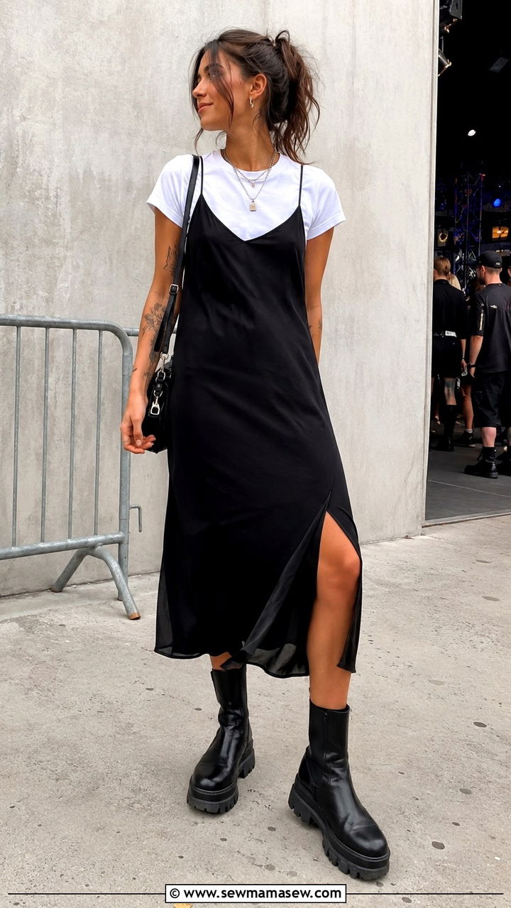 Slip Dress Layered Over a White Tee Outfit - 20 May outfit ideas 2026