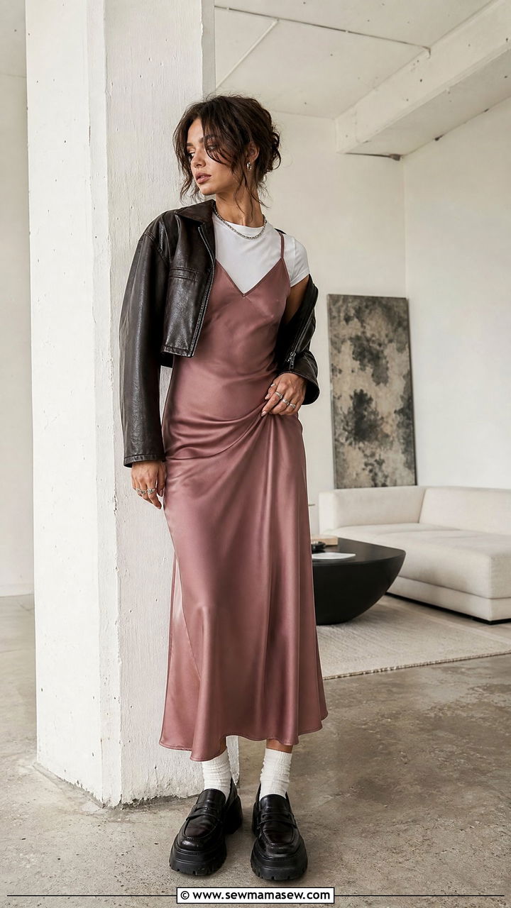 Slip Dress Over A Fitted Tee - 25 classy grunge outfit ideas