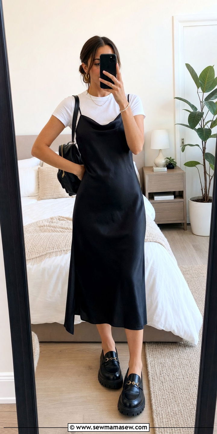 Slip Dress Over A White Tee - 25 classy slip dress outfits