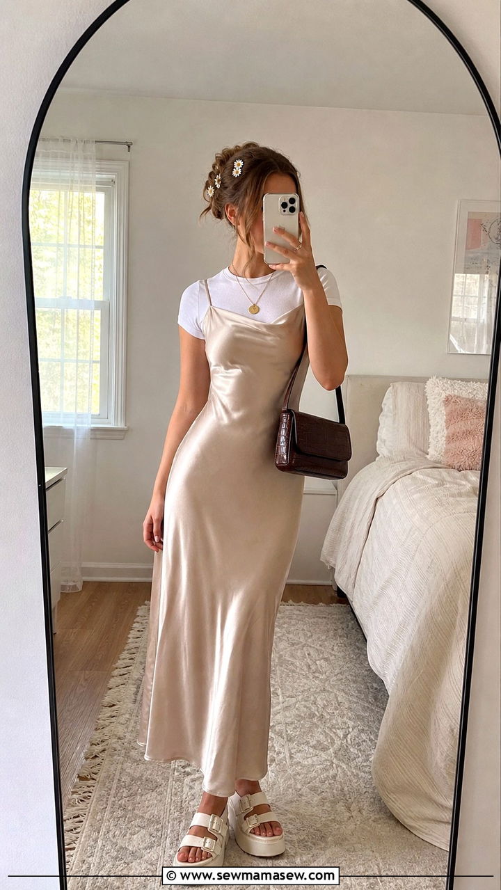Slip Dress Over Baby Tee Outfit - 40 Y2K outfits