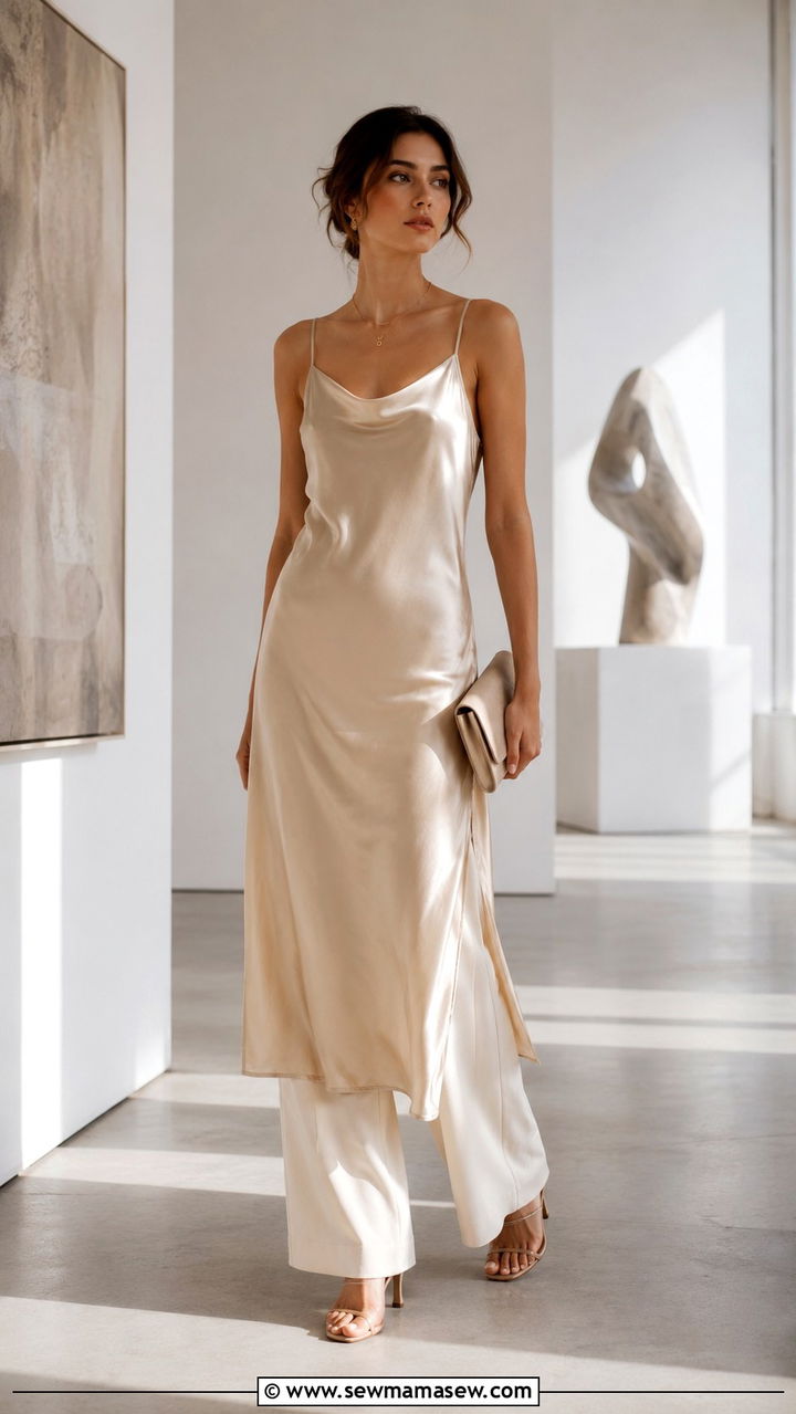 Slip Dress Over Trousers - 30 slip dress outfits ideas
