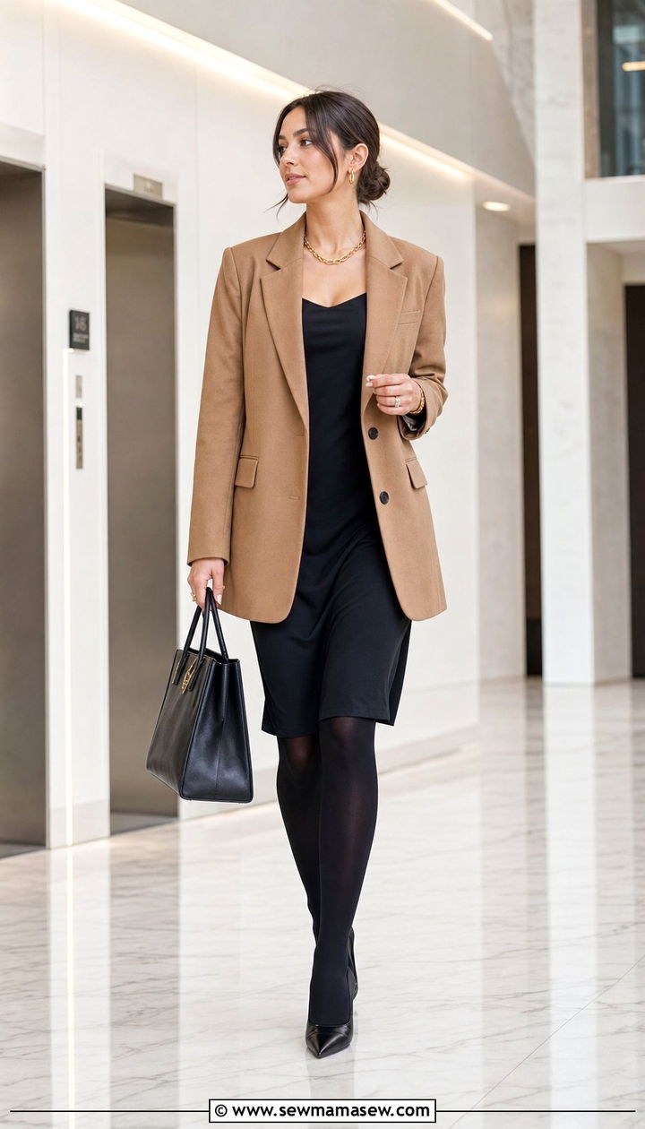 Slip Dress With Blazer And Tights For Work - 25 Slip dress outfit ideas with tights
