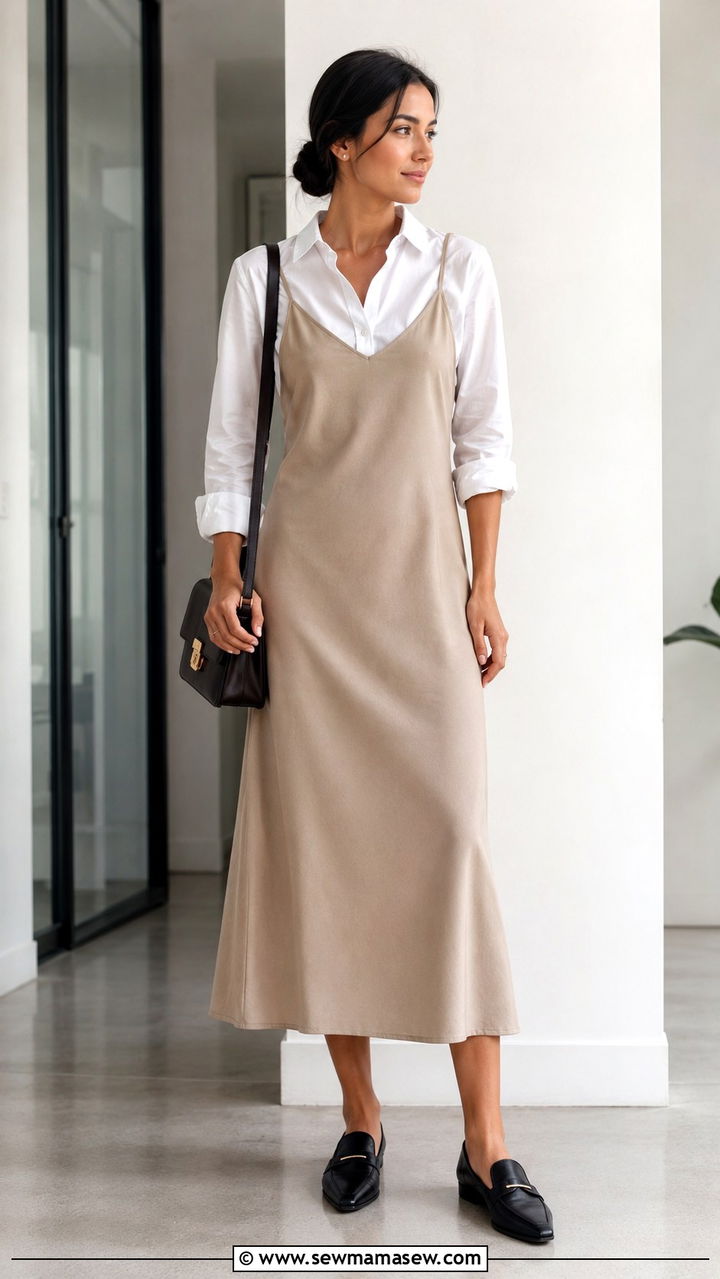 Slip Dress With Button Down Shirt Underneath - 30 how to style slip dress outfits