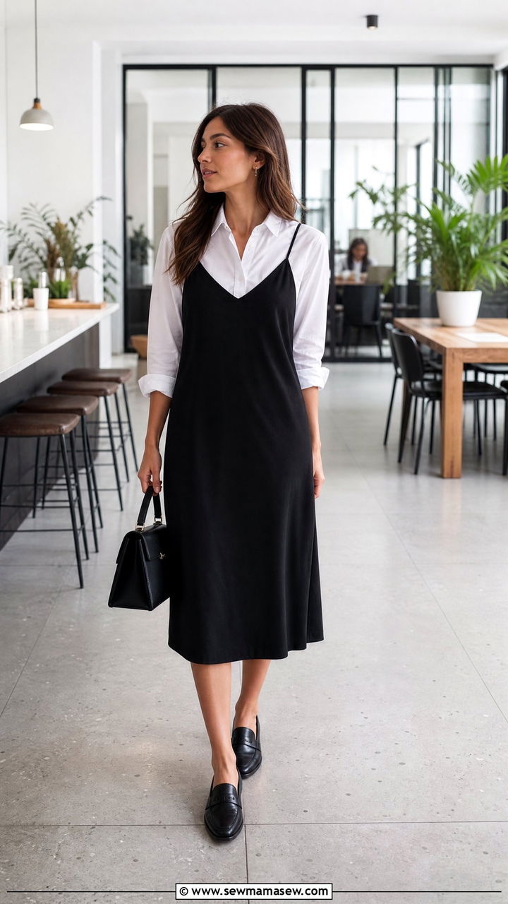 Slip Dress With Button Down Shirt Underneath - 25 How to style a slip dress for work