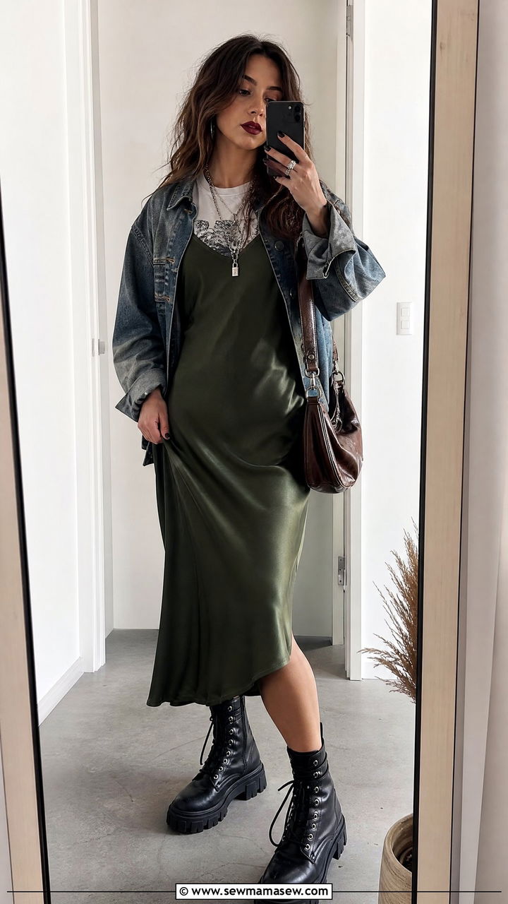 Slip Dress With Chunky Boots Grunge Style - 25 Grunge outfit ideas 2026