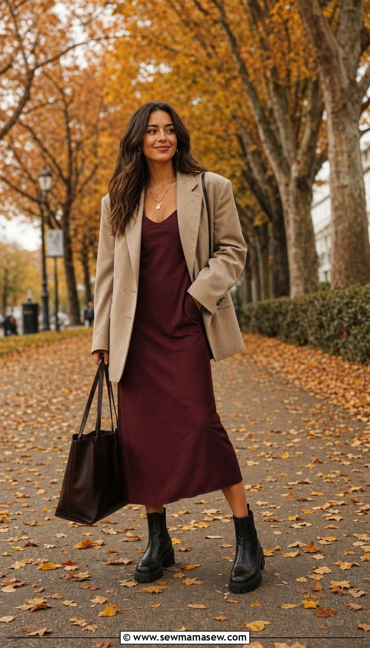 Slip Dress With Chunky Chelsea Boots - 25 Slip dress outfit ideas with boots