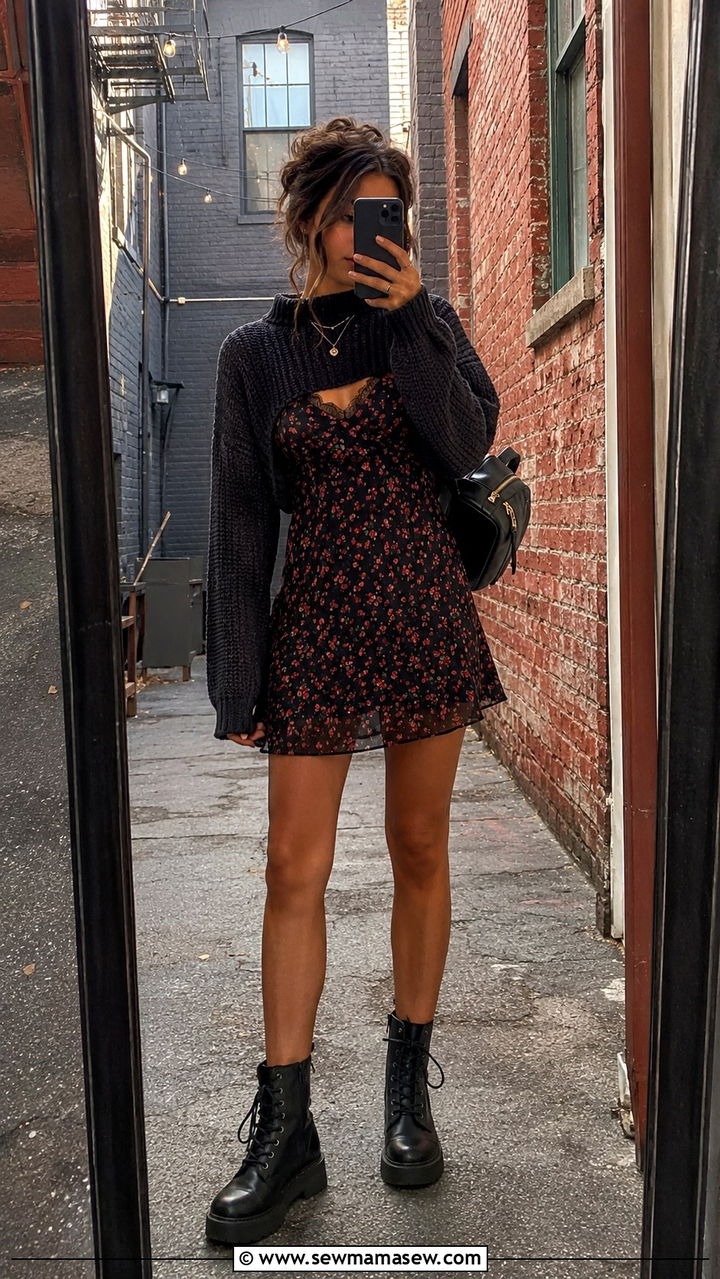 Slip Dress With Combat Boots - 30 slip dress outfits