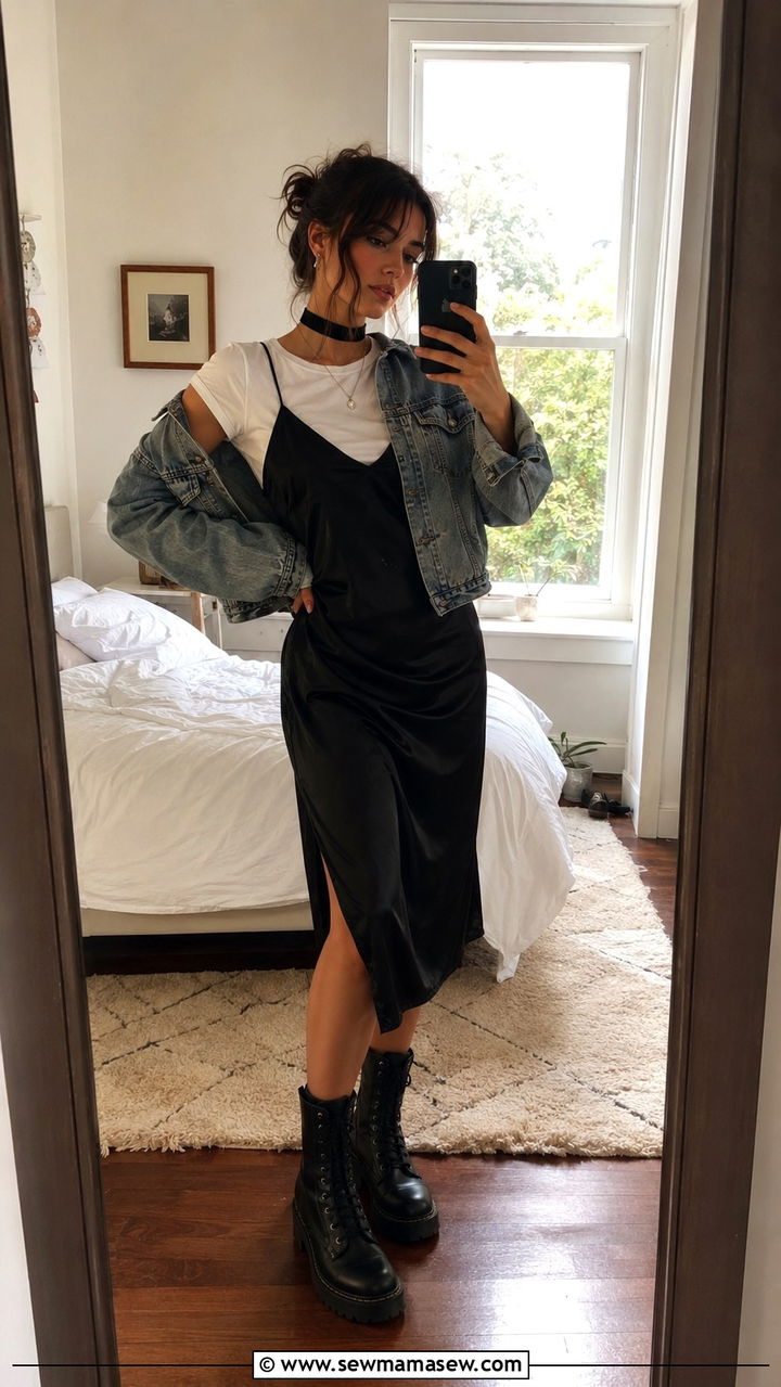 Slip Dress With Combat Boots Outfit - 25 90s outfits inspo