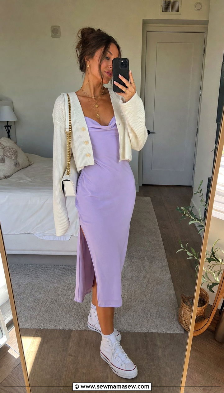 Slip Dress With Converse Sneakers - 25 Spring outfits for 20 year old woman