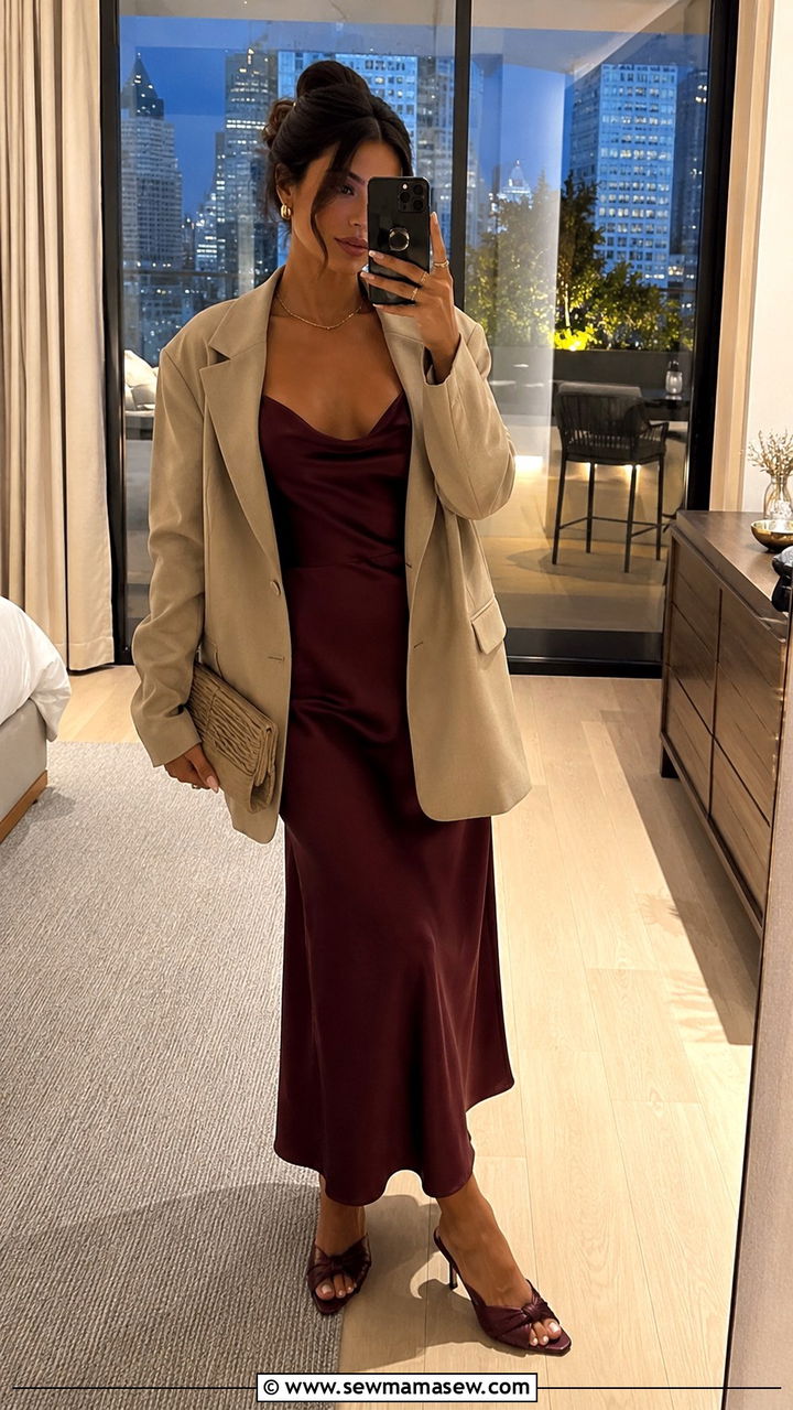 Slip Dress With Heeled Mules - 30 romantic outfits 2026