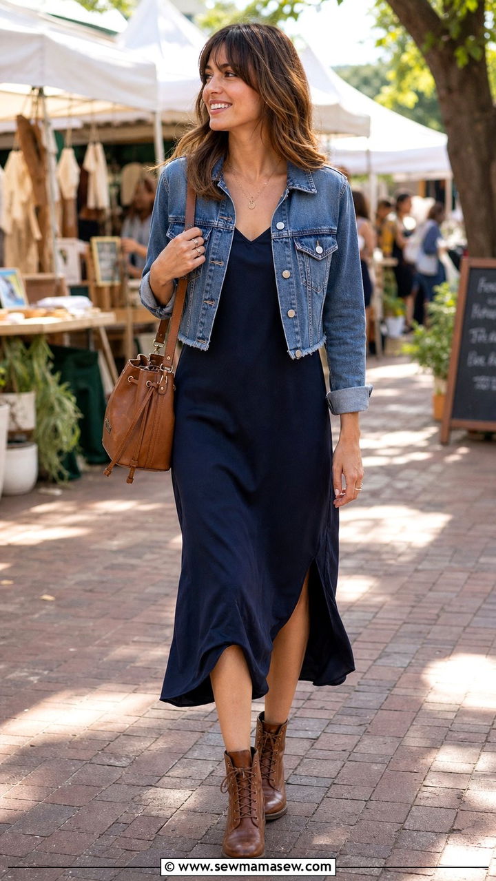 Slip Dress With Lace Up Detail Boots - 25 Slip dress outfit ideas with boots