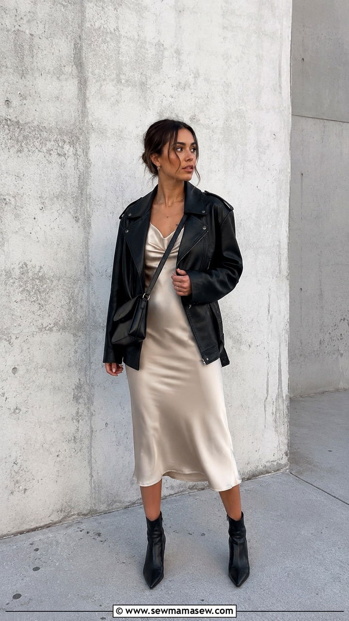 Slip Dress With Leather Jacket Spring - 25 April outfit ideas 2026
