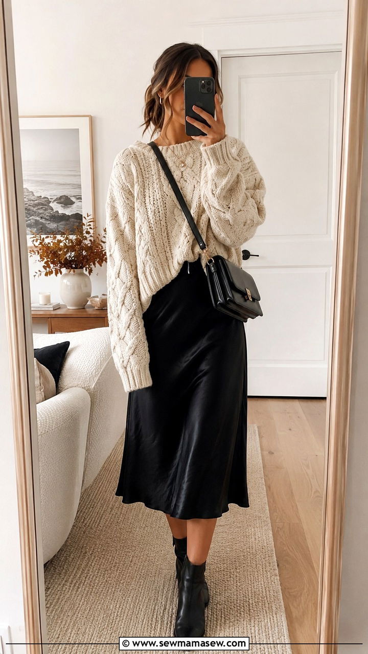 Slip Dress With Oversized Sweater - 30 how to style slip dress outfits