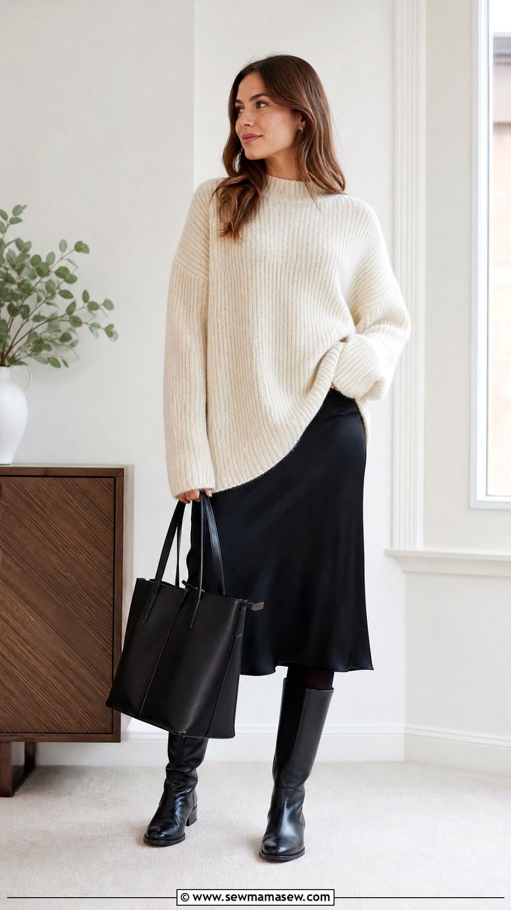 Slip Dress With Oversized Sweater For Work - 25 How to style a slip dress for work