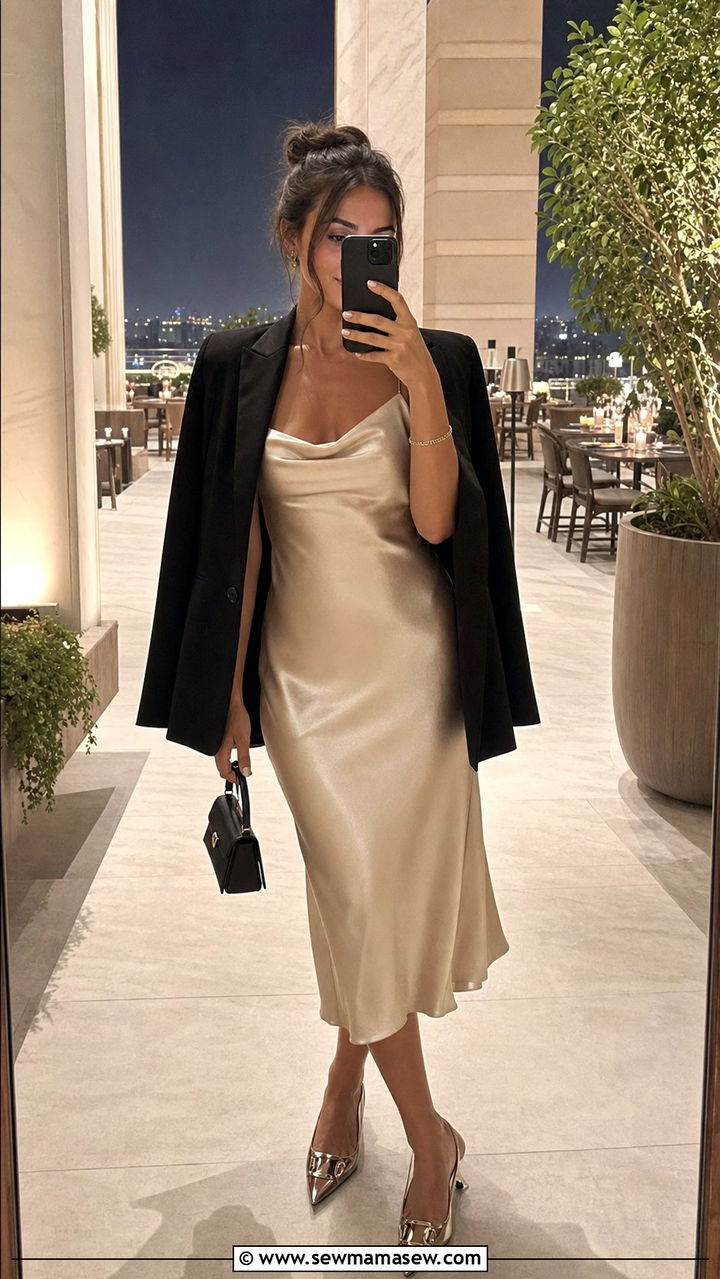 Slip Dress With Pointed Kitten Heels Outfit - 25 summer outfits with kitten heels