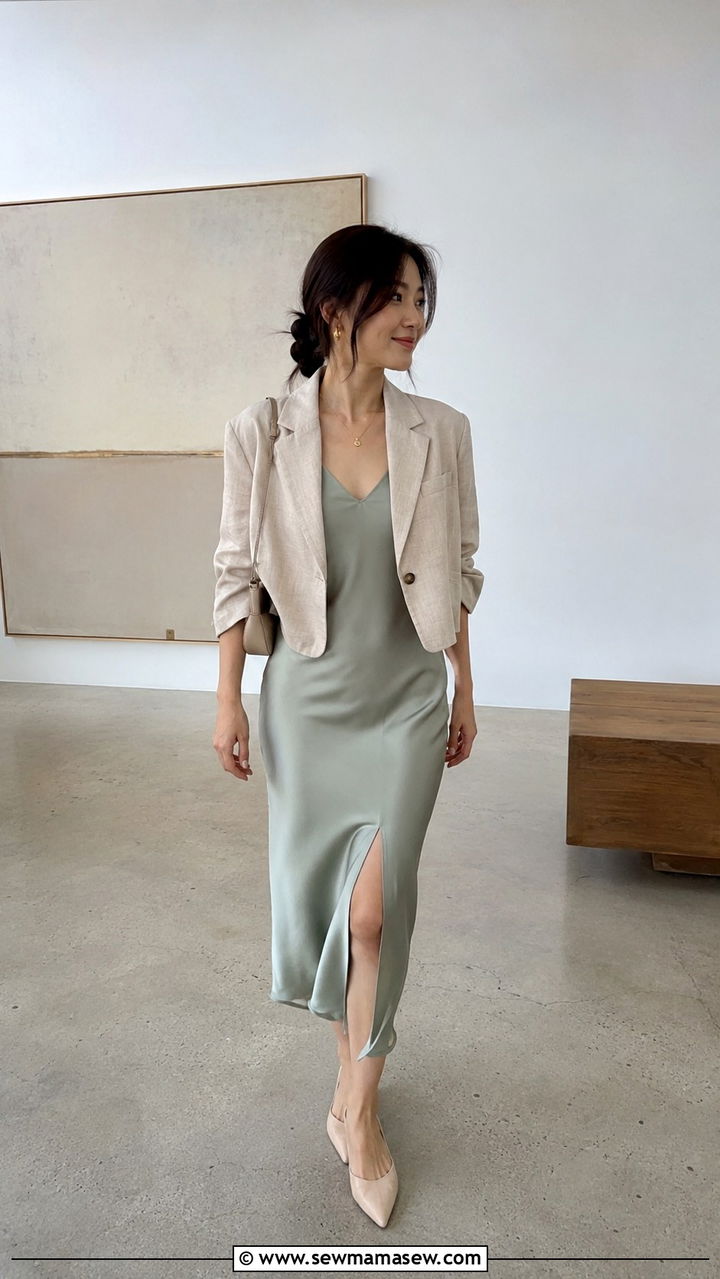 Slip Dress With Pointed Toe Flats - 30 Outfit ideas for short legs