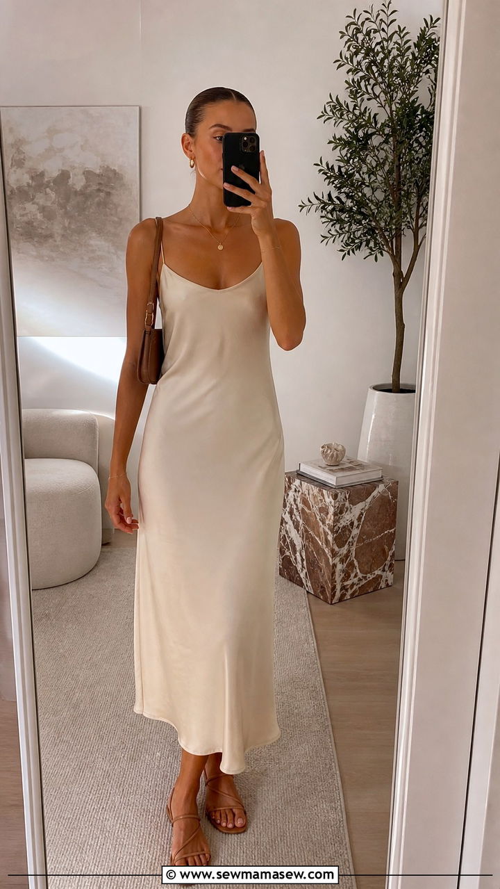 Slip Dress With Sandals Summer Outfit - 40 Summer capsule wardrobe