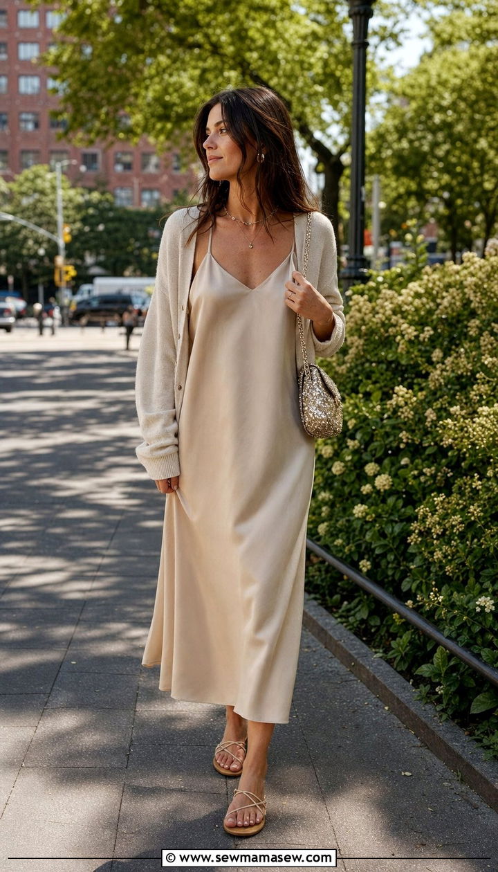 Slip Dress With Sequin Bag For Summer Day - 25 Summer outfits with bags